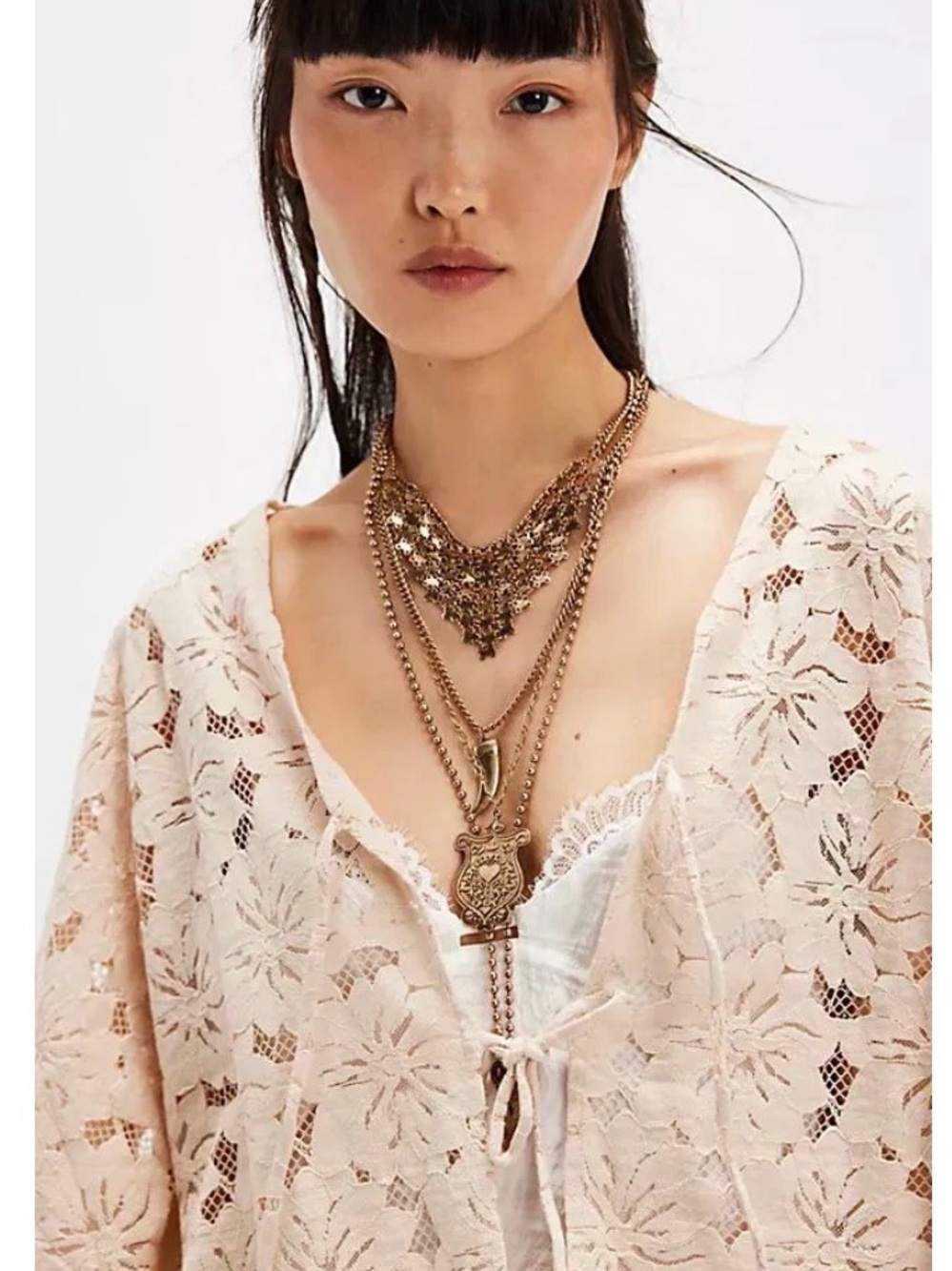 Free People Romona Lace Kimono - Ivory… new with tags - Picture 7 of 12
